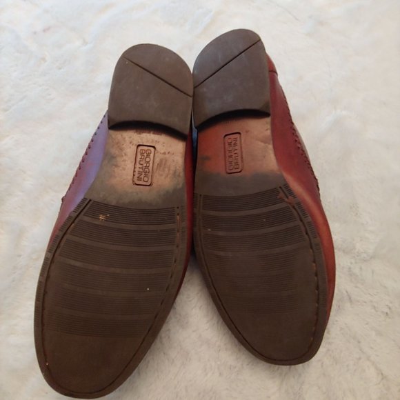Mens Giorgio Brutini Brown Leather Weave Tassel Loafers Shoes Size 11 D